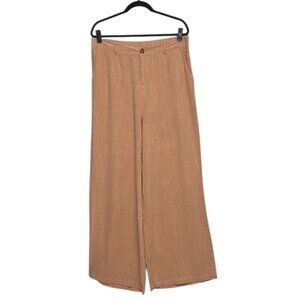 Pre-Loved Cotton Bleu | Pink Wide-Leg Pants – Button Front, Pockets, Size XL